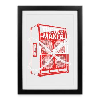 Treble Maker Musique Jeu de mots Techno Rave - Affiche encadrée (27 × 37 cm) - noir - Devant