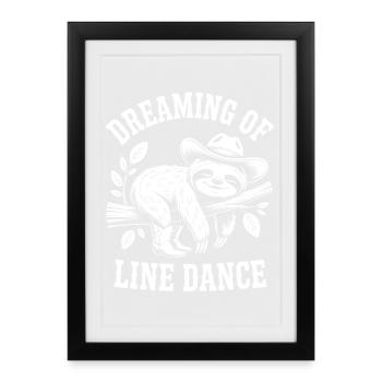 Paresseux rêveur faisant de la danse en ligne - Affiche encadrée (27 × 37 cm) - noir - Devant