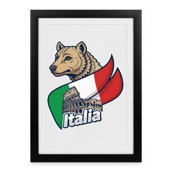 Italian Wolf with Colosseum - Framed poster (27 × 37 cm) - black - Front