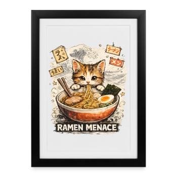 Ramen Cat - Framed poster (27 × 37 cm) - black - Front
