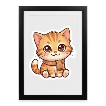 Cozy Orange Kitten in Scarf - Framed poster (27 × 37 cm) - black - Front