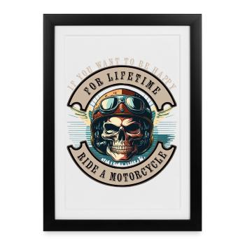 Si vous voulez être heureux - Faites du vélo - Affiche encadrée (27 × 37 cm) - noir - Devant