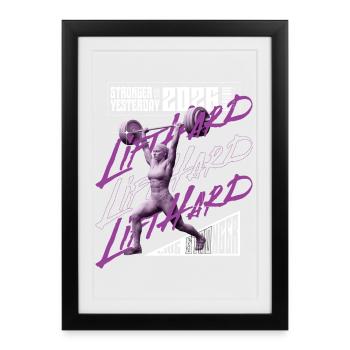 Weight lifting woman, purple pink light version - Framed poster (27 × 37 cm) - black - Front