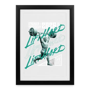 Weight lifting man, purple pink light version - Framed poster (27 × 37 cm) - black - Front