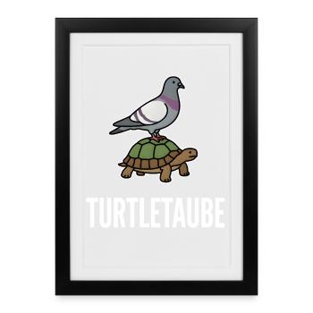 Turteltaube lustiges Wortspiel Taube Schildkröte - Gerahmtes Poster (27 × 37 cm) - Schwarz - Vorne