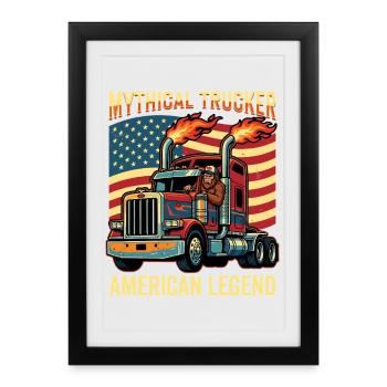 Camionneur Bigfoot, conducteur de semi-remorque américain - Affiche encadrée (27 × 37 cm) - noir - Devant