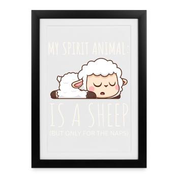 Mon animal spirituel est un motif de sommeil amusant - Affiche encadrée (27 × 37 cm) - noir - Devant