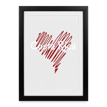 J’aime le Costa Rica, cœur du Costa Rica - Affiche encadrée (27 × 37 cm) - noir - Devant