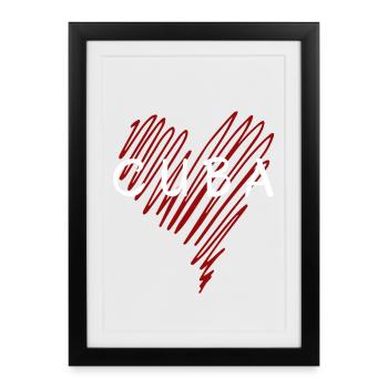 J’aime Cuba, cœur Cuba - Affiche encadrée (27 × 37 cm) - noir - Devant