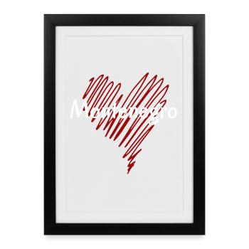 J’aime le Monténégro, cœur Montenegro - Affiche encadrée (27 × 37 cm) - noir - Devant