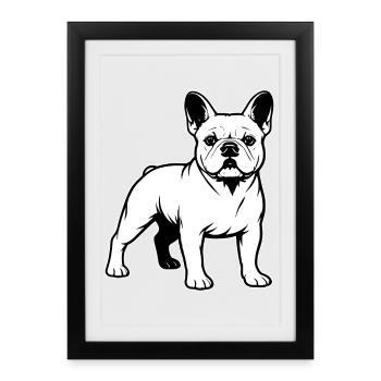 French Bulldog Standing Portrait - Framed poster (27 × 37 cm) - black - Front