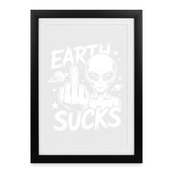 Doigt Puant Extraterrestre - Affiche encadrée (27 × 37 cm) - noir - Devant