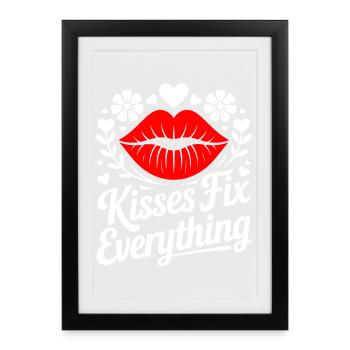 Kisses heal everything - Framed poster (27 × 37 cm) - black - Front
