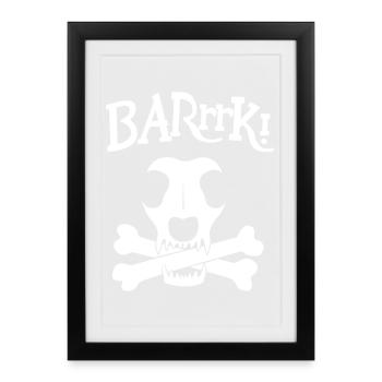 Logo du chien pirate - Affiche encadrée (27 × 37 cm) - noir - Devant