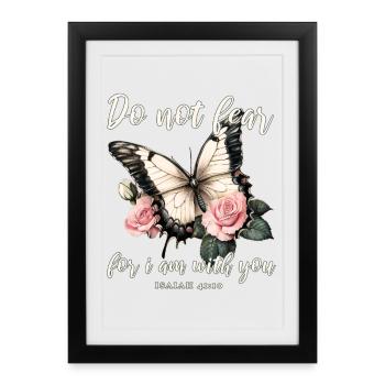 Versets bibliques Papillon chrétien - Affiche encadrée (27 × 37 cm) - noir - Devant