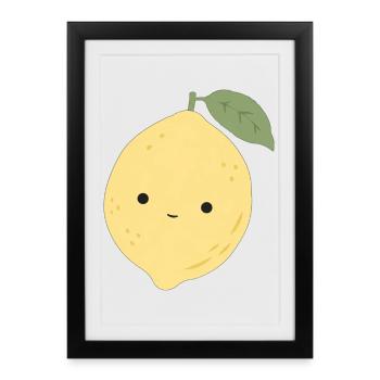 Leni Lemon – Sweet Kawaii Fruit Design - Affiche encadrée (27 × 37 cm) - noir - Devant