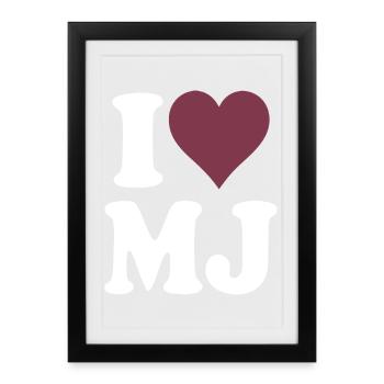 J’adore le design classique de cœur bourgogne - Affiche encadrée (27 × 37 cm) - noir - Devant