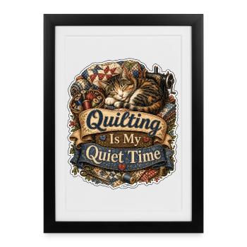 Quilting Is My Quiet Time Cat - Framed poster (27 × 37 cm) - black - Front