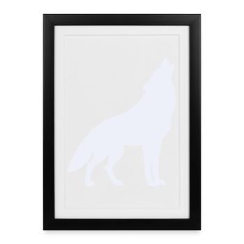 Wolfsilhouette Mondlicht - Gerahmtes Poster (27 × 37 cm) - Schwarz - Vorne