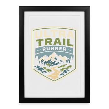 Coureur d’ultra-trail - Affiche encadrée (27 × 37 cm) - noir - Devant