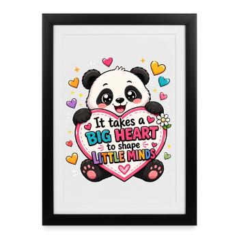 Big Heart, Little Minds - Formatrice d’enseignants Panda - Affiche encadrée (27 × 37 cm) - noir - Devant