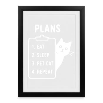 Plan pour chats : Manger, dormir, caresser - Affiche encadrée (27 × 37 cm) - noir - Devant
