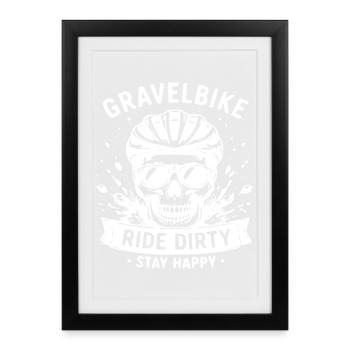 Randonnée Skull Dirty à vélo de gravier - Affiche encadrée (27 × 37 cm) - noir - Devant