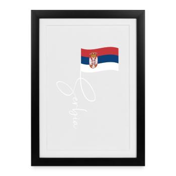 Manuscrit du drapeau serbe - Affiche encadrée (27 × 37 cm) - noir - Devant
