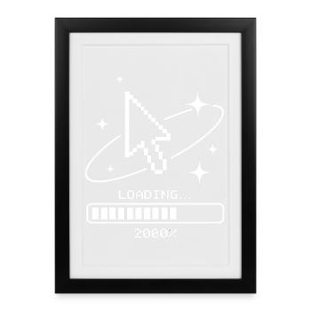 Y2K Retro Mauszeiger Loading 2000er Tech T-Shirt - Gerahmtes Poster (27 × 37 cm) - Schwarz - Vorne