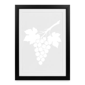 Weiße Weinrebe Weintrauben Geschenk Weintrinker  - Gerahmtes Poster (27 × 37 cm) - Schwarz - Vorne