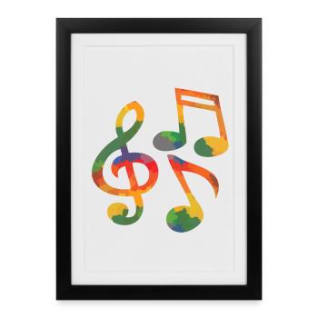 Notes de musique colorées - Affiche encadrée (27 × 37 cm) - noir - Devant