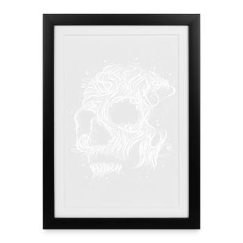 A skull made of fine lines and ornaments - Framed poster (27 × 37 cm) - black - Front