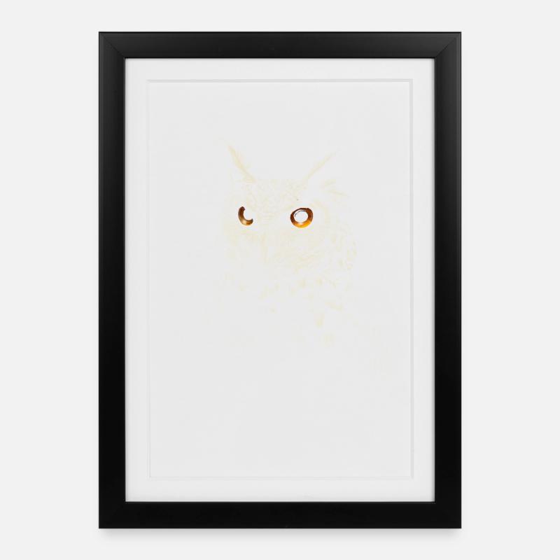owl - Framed poster (27 × 37 cm) - black