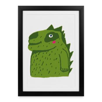 petit crocodile mignon - Affiche encadrée (27 × 37 cm) - noir - Devant