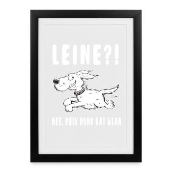 Laine - Non mon chien a Wifi - Chiens - Cadeau - Affiche encadrée (27 × 37 cm) - noir - Devant
