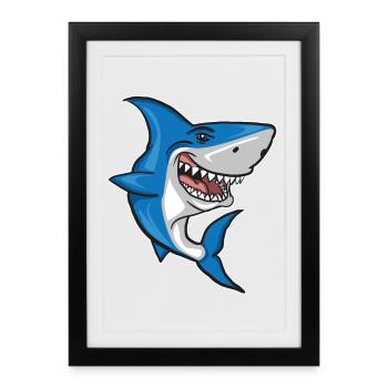 Requin - Poisson - Affiche encadrée (27 × 37 cm) - noir - Devant