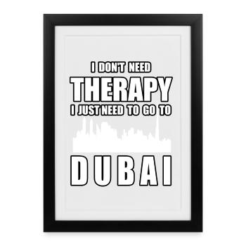 THERAPY DUBAI Cadeau de vacances drôle - Affiche encadrée (27 × 37 cm) - noir - Devant