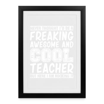 T-shirt de professeur cool - Affiche encadrée (27 × 37 cm) - noir - Devant