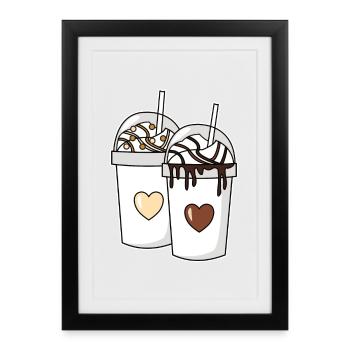 Couple milkshake vanilla chocolate - Framed poster (27 × 37 cm) - black - Front
