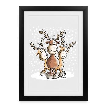 Elks in the snow - Framed poster (27 × 37 cm) - black - Front