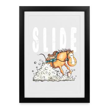 Westernpferd Slide - Gerahmtes Poster (27 × 37 cm) - Schwarz - Vorne