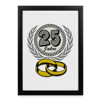 Noces d’argent ,25 ans , Mariage ,Anniversaire de mariage,(25) - Affiche encadrée (27 × 37 cm) - noir - Devant