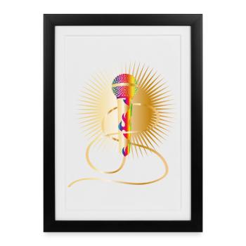golden microphone with rainbow elements - Framed poster (27 × 37 cm) - black - Front