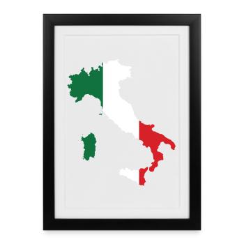 Italy Flag Map - Framed poster (27 × 37 cm) - black - Front