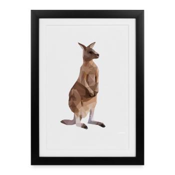 Graphique géométrique Kangaroo Low Poly - Affiche encadrée (27 × 37 cm) - noir - Devant