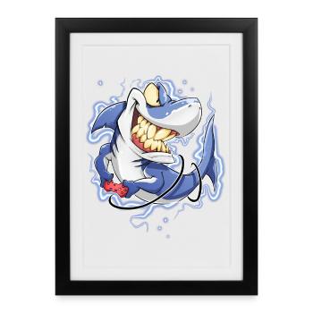 Requin - Affiche encadrée (27 × 37 cm) - noir - Devant