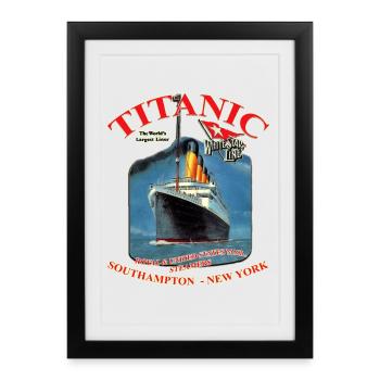 TITANIC NEW YORK CREATION Louis RUNEMBERG © Adagp - Affiche encadrée (27 × 37 cm) - noir - Devant