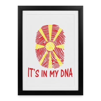 drapeau de macédoine du Nord, il est dans mon t-shirt adn - Affiche encadrée (27 × 37 cm) - noir - Devant