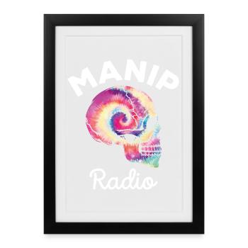 Manip Radio Crâne Tête de mort Radiologie Tie Dye - Affiche encadrée (27 × 37 cm) - noir - Devant