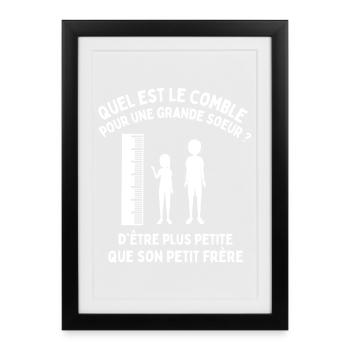 grande soeur, petit frère, frère er soeur - Affiche encadrée (27 × 37 cm) - noir - Devant